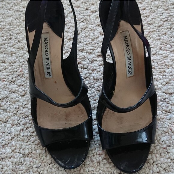 Manolo Blahnik patent black leather heels size 8 - Picture 2 of 8